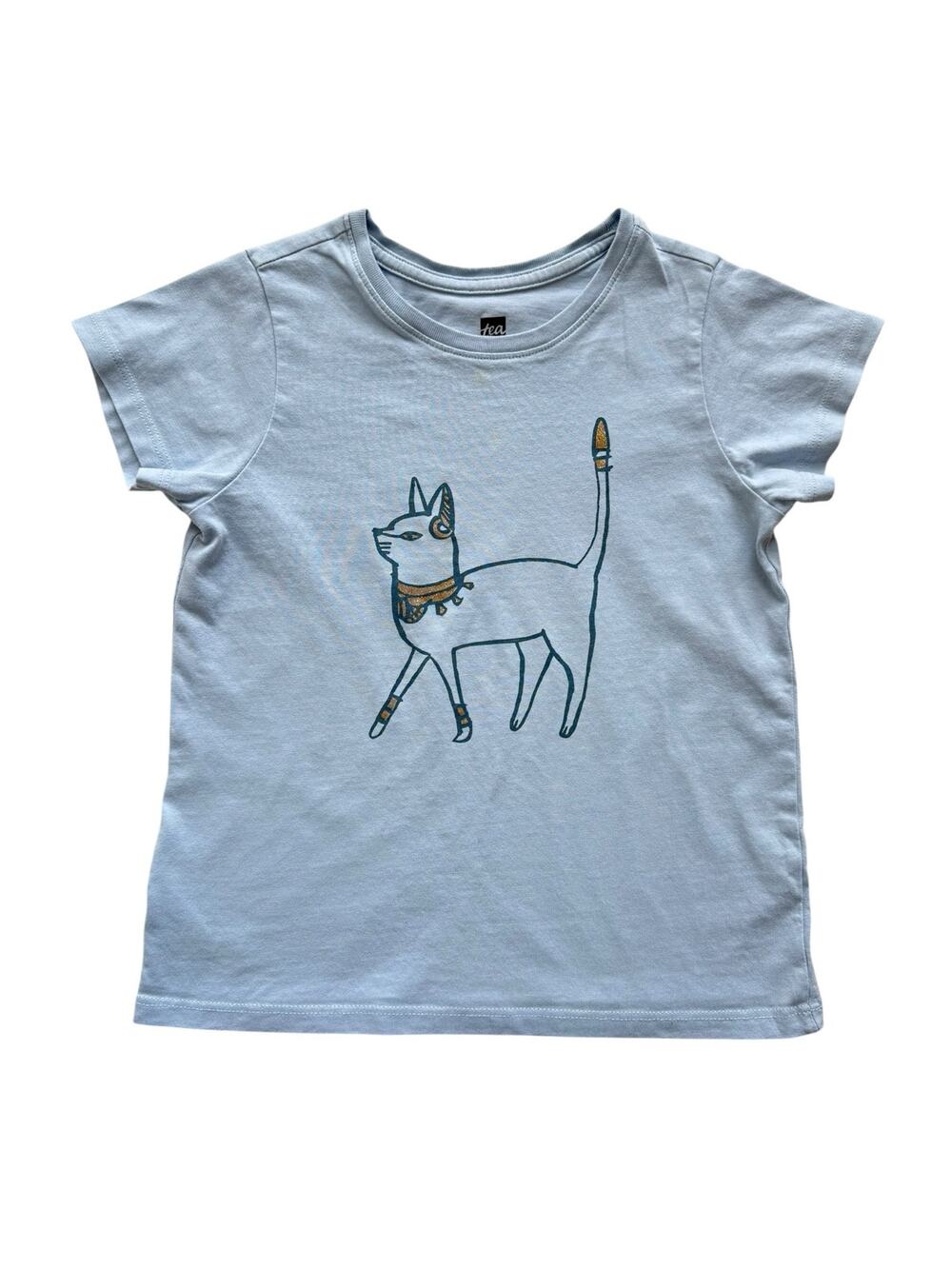 Tea Collection Greece Metallic Cattitude Tee Size 7
